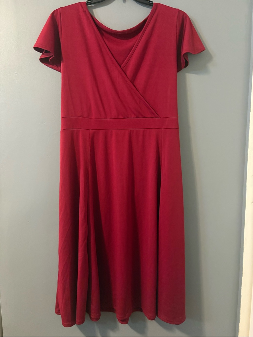 Classic Red Wrap-Front A-Line Women's Dress